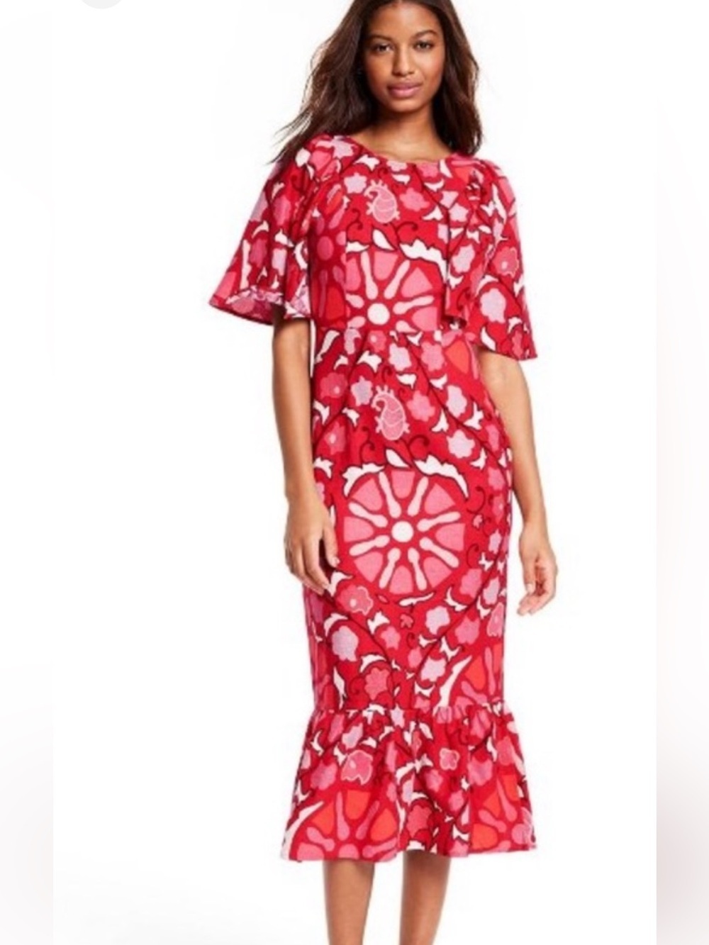 Rhode X Target Large Zinnia Floral Print Bell Sleeve Midi Dress size 12